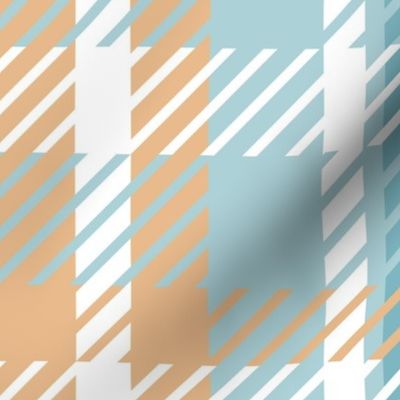 large scale classic two tone plaid in soft peach and aqua blue, for nursery decor, wallpaper, kids bed linen, coastal interiors and tablecloths.