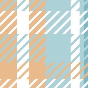 large scale classic two tone plaid in soft peach and aqua blue, for nursery decor, wallpaper, kids bed linen, coastal interiors and tablecloths.