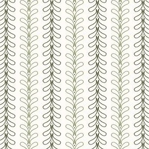 Extra Small_Hand Drawn Green Raindrops and Dots Vertical Stripes on White Background