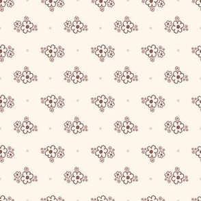 Extra Small_Hand Drawn Red Flowers and Pink Dots on a White Background