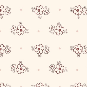 Medium_Hand Drawn Red Flowers and Pink Dots on a White Background