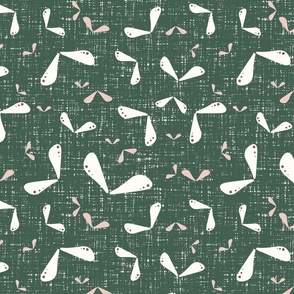 Medium_Hand Drawn Pink and White Butterflies on Linen Textured Green Background