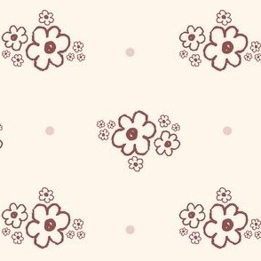 Small_Hand Drawn Red Flowers and Pink Dots on a White Background