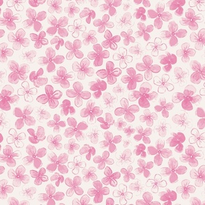 Hot Pink Watercolor Hydrangeas | Small Scale