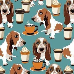 Coffee Cups Latte Cappuccino Basset Hound Dogs