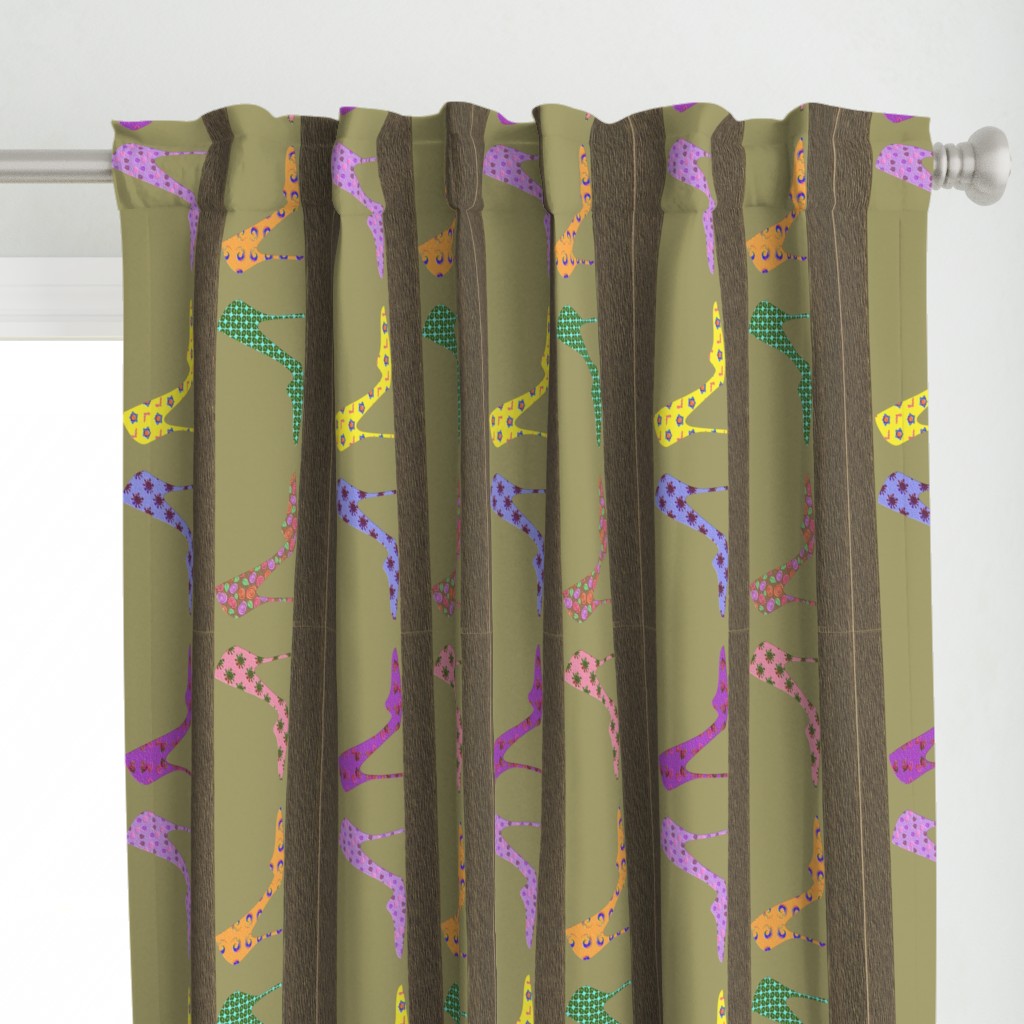 Fashion Shoe Shelves Wallpaper Border MC Green