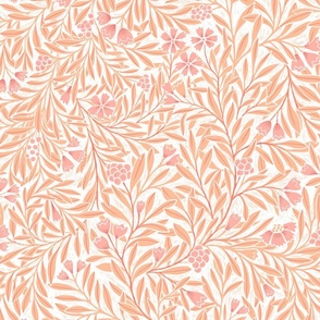 Block print-Garden of wildflowers and berries- peach puzz-vintage style