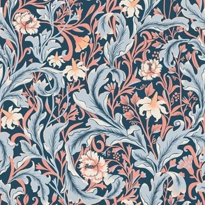 Antique Victorian era wallpaper pattern-vintage style flowers-William Morris inspired