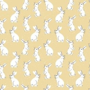 small scale | white bunny on yellow | minimalistic 