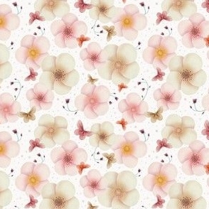 Small Dreamy Watercolor Blossoms in light pink and cream