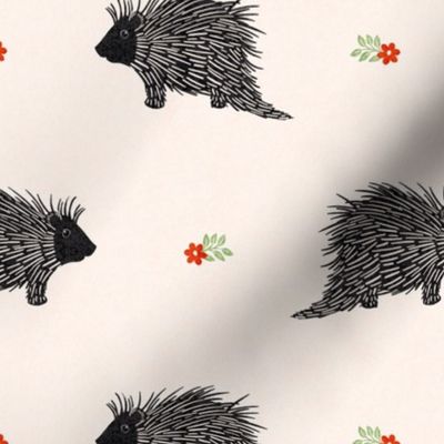 Simple porcupines with little red flower dots medium - 7”