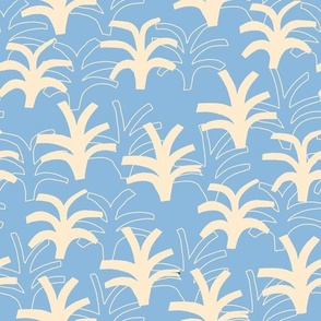 Palm grove in baby blue