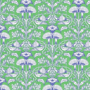 Indian Block Print Blue Floral (Green)