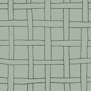 Hand Drawn Woven Pattern  - Dark on Laurel Green