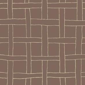 Hand Drawn Woven Pattern - Tan on Umber Brown