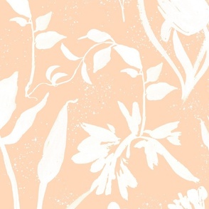 White flowers  and plants (peach)