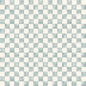 small scale checkerboard watercolor texture with grid lines teal on cream