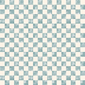 small scale checkerboard watercolor texture with stripes teal green on cream