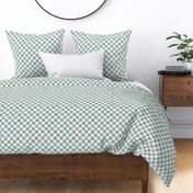 small scale checkerboard watercolor texture teal green on cream