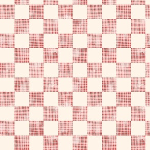checkerboard watercolor texture with grid lines red on cream