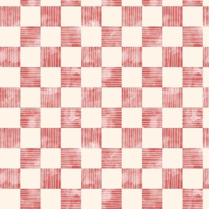 checkerboard watercolor texture red on cream