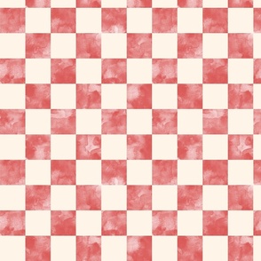 checkerboard watercolor texture  red on cream