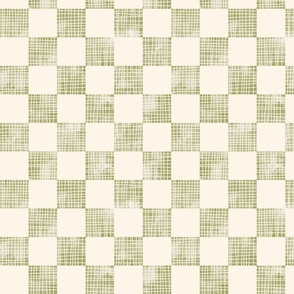 checkerboard watercolor texture with grid lines green on cream