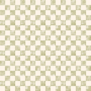 small scale checkerboard watercolor texture with grid lines green on cream