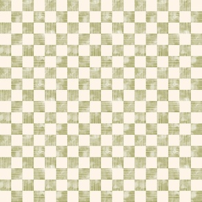 small scale checkerboard watercolor texture with stripes green on cream