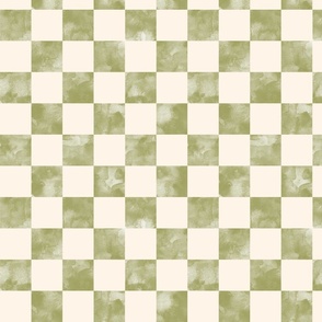 checkerboard watercolor texture green on cream
