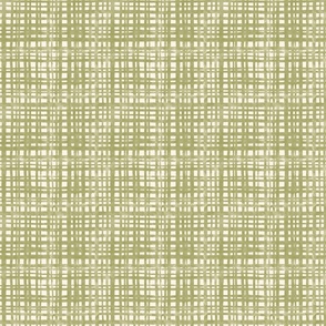 small scale hand drawn grid green on cream