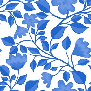 Blue and white traditional floral