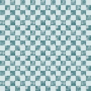 small scale checkerboard watercolor texture with stripes teal green on light blue