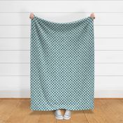 small scale checkerboard watercolor texture teal green on light blue