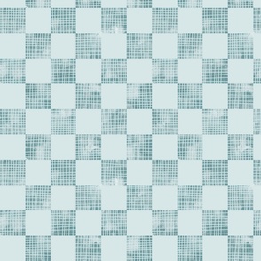 checkerboard watercolor texture with grid lines light teal on blue