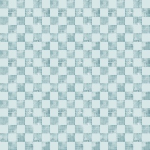 small scale checkerboard watercolor texture with hand drawn grid teal green on light blue