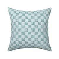 small scale checkerboard watercolor texture with stripes teal green on blue