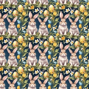 Easter Bunnies and Spring Flowers 