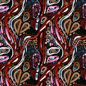 Psychedelic style African prints dark maroon-SMALL