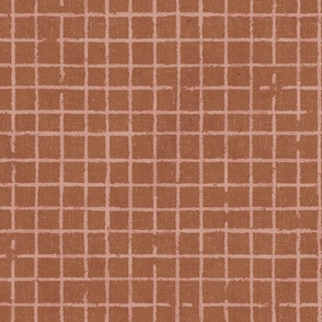 pencil grid gingham_terracotta red and pink