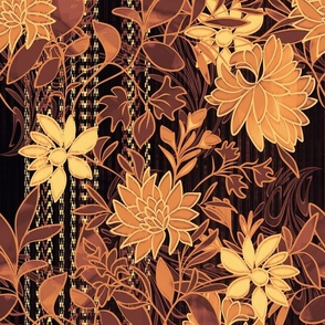 Heritage Revival - Hand Painted Vintage Floral 3 - Amber Jewel Tone - scale 2