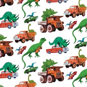 Dinosaurs and trucks , Boys patterns, fun kids patterns, colorful boy bedspread, dinosaurs , fun , cars, dumptrucks