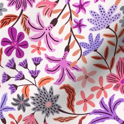 Purple and pink bold maximalist floral -small scale
