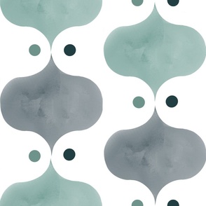 Watercolor Dusty Green Gray Evergreen Geometric 