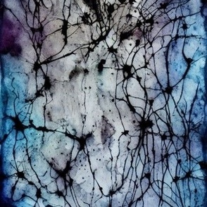 Blue Watercolor Rorschach Test Black broken glass