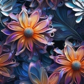 Jewel tones floral damask with color pop