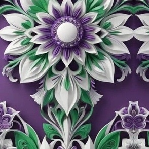 ornate purple and white floral harlequin design