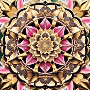 Pink & Gold Lotus Flower Mandala Design