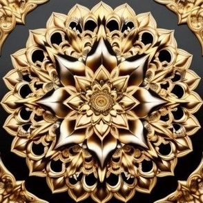 Rich Black and Gold Lotus Mandala