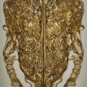 Pearls & bronze biological elements ornate damask